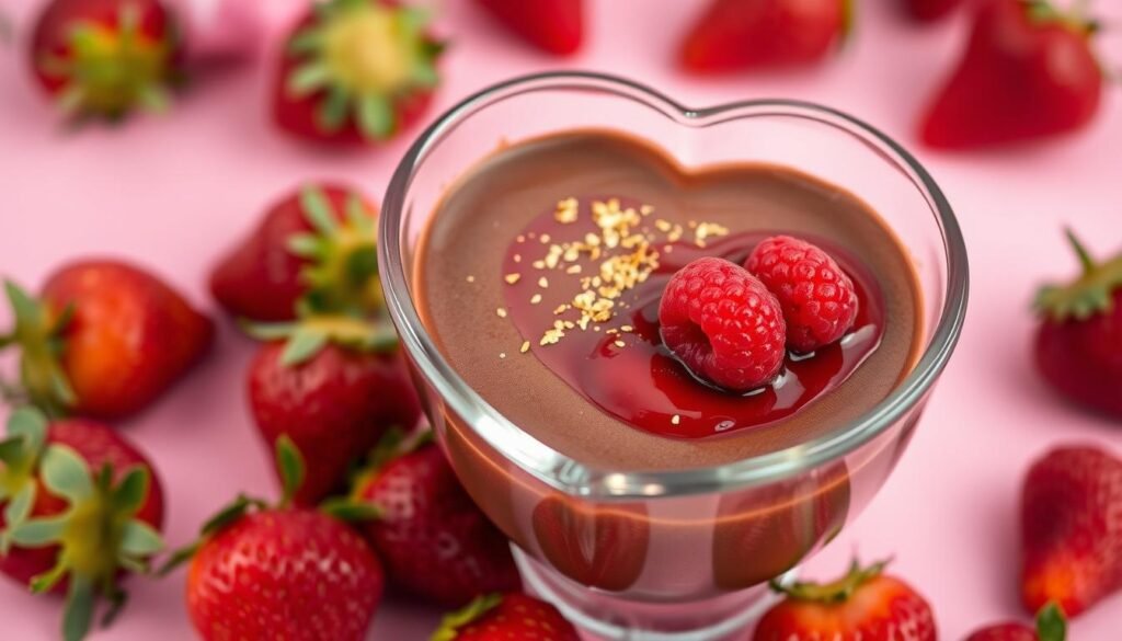 Dessert Saint Valentin dans coupe forme de coeur