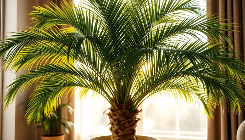 Palmier d'arec absorbant l'humidité dans un intérieur Palmier d'arec absorbant l'humidité dans un intérieur